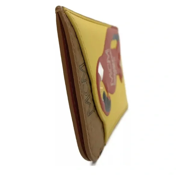 Authentic MCM Logo Visetos Parrot Motif Leather Card Case